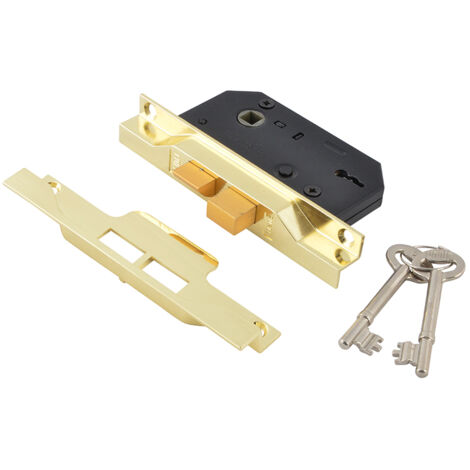 UNION 2242 2 Lever Mortice Rebated Sashlock Electro Brass 65.5mm 2.5in Visi UNNY2242EB25