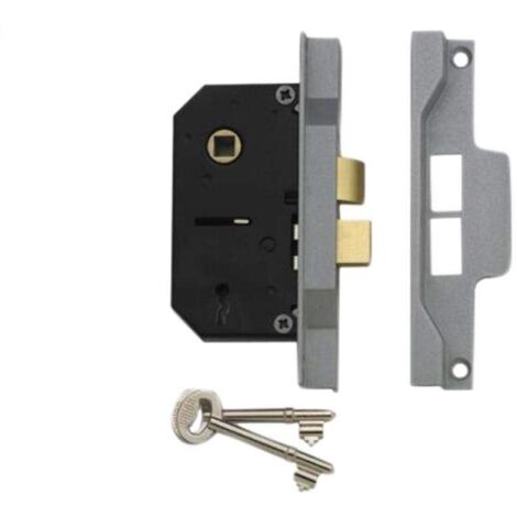 Union 2242 2 Lever Mortice Rebated Sashlock Silver Enamel 78.5Mm 3In Visi