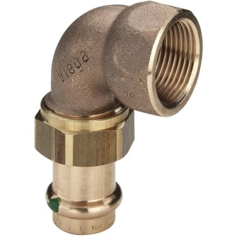 Unión de bronce con codo de 3 piezas para prensar, hembra - hembra roscada 26X34-28