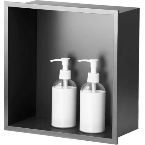 Union – Niche murale de douche en acier inoxydable 32x32x12.5cm – Étanche et résistant à la rouille – Installation horizontale ou verticale