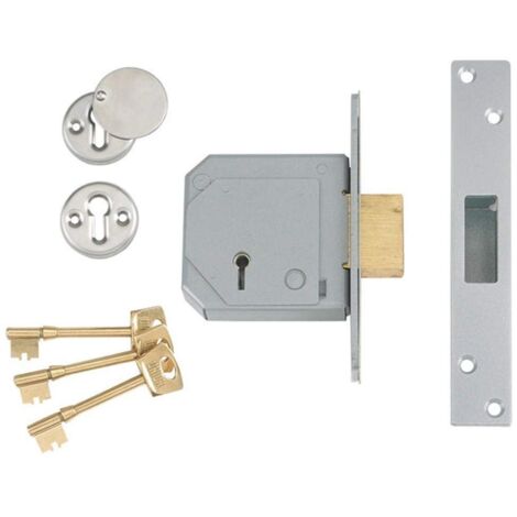 UNION V-3G114E-SC-67 3G114E 5 Lever Mortice Deadlock C-Series 67mm 2.5in Satin Chrome UNNV3G114C67