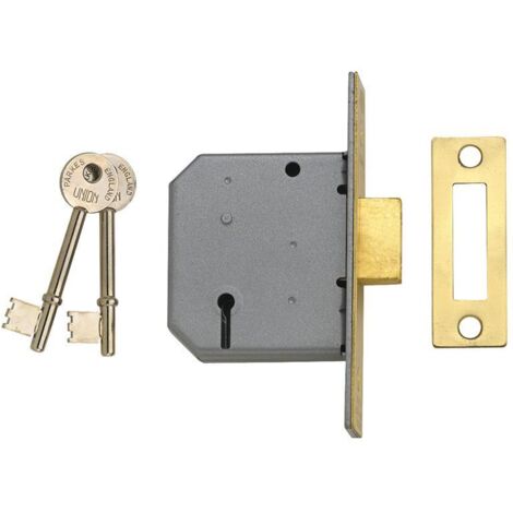 Union Y2177-PL-3.00 3-Lever Mortice Deadlock in Polished Brass – 77.5mm (3-inch) with Visual Indicator