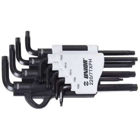 UNIOR 613089 - Juego de 8 llaves allen con perfil TX inviolable en colgador de plástico de TX 9 a TX 40 serie 220/7TX PH