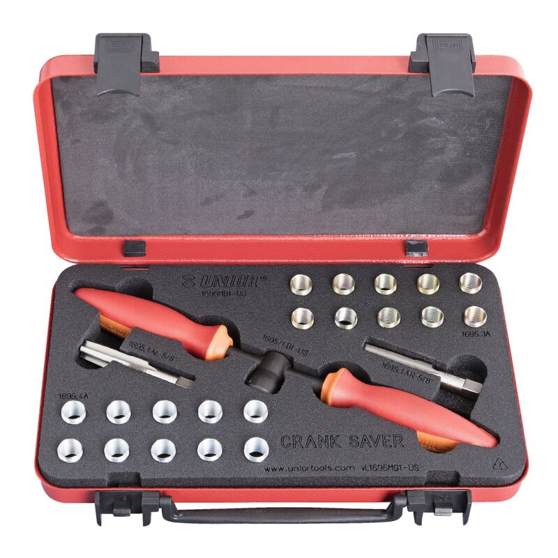 Crank saver-pedal thread repair and insert kit: red - UN626980 - Unior