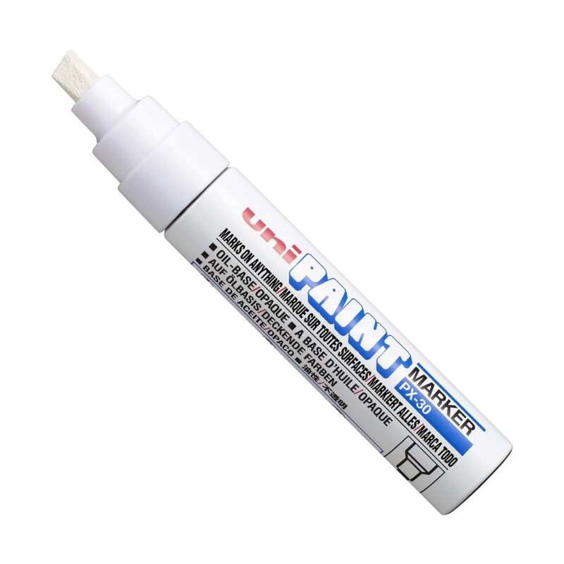 Uni-Ball Uni PX-30 Paint Marker Broad Chisel Tip 8mm Line White (Pack 6) - White