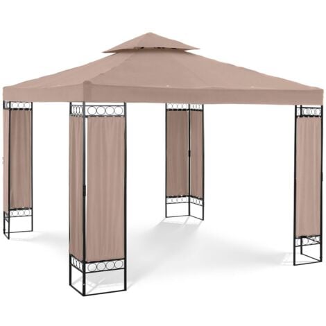 PURPLE LEAF Grain De Bois Pergola Aluminium 3 x 3.65 m Exterieur, Abri  Soleil Toile Teint en Fil, Beige, Pavillon De Jardin Rétractable pour  Terrasse