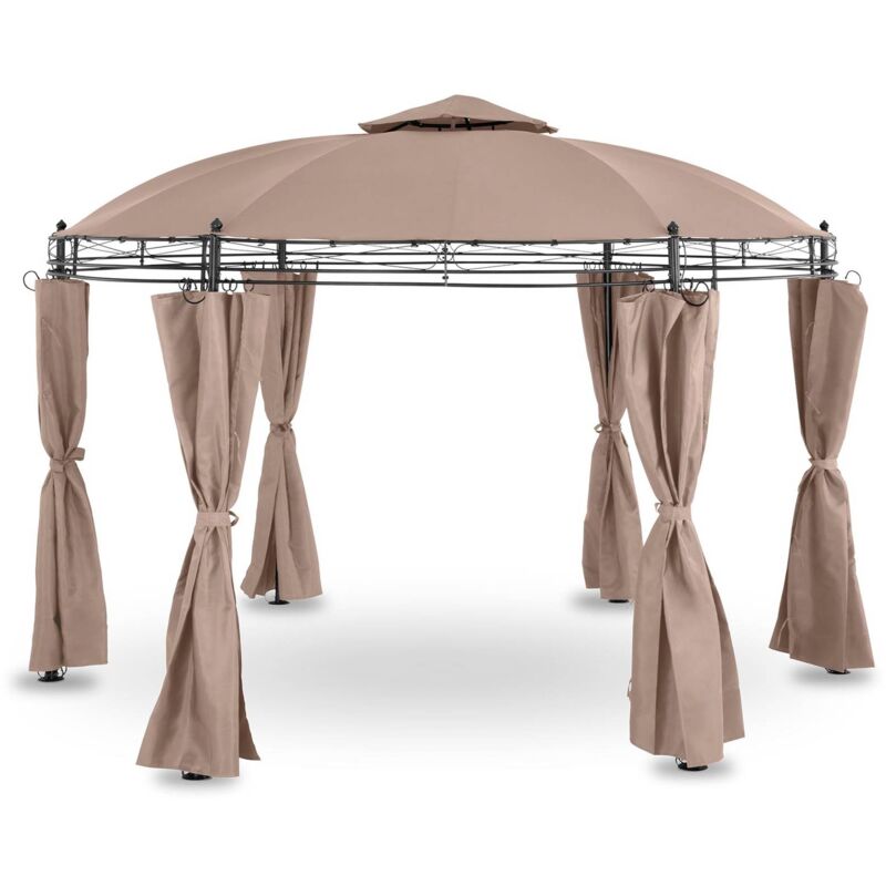 Tonnelle De Jardin Autoportée Pergola Barnum Tente Réception Acier Beige ø3,5m - Beige