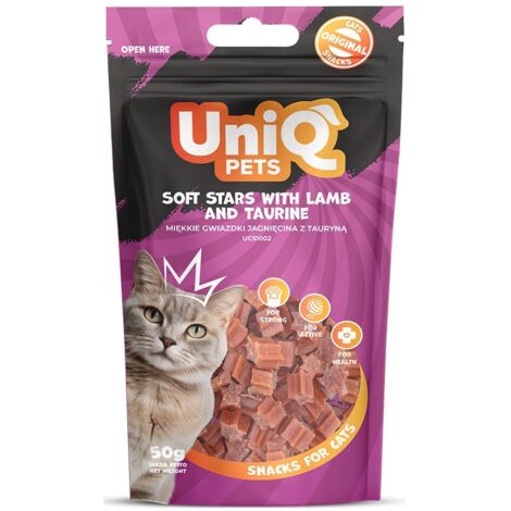 Uniq Pets Friandises moelleuses pour chats Sachet de 50 g - Étoiles moelleuses à l'agneau enrichies en taurine 50 g