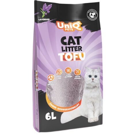 Uniq Pets  Lettiera per gatti biodegradabile in TOFU  Confezione da 6 l - 2,5 kg - Lavanda
