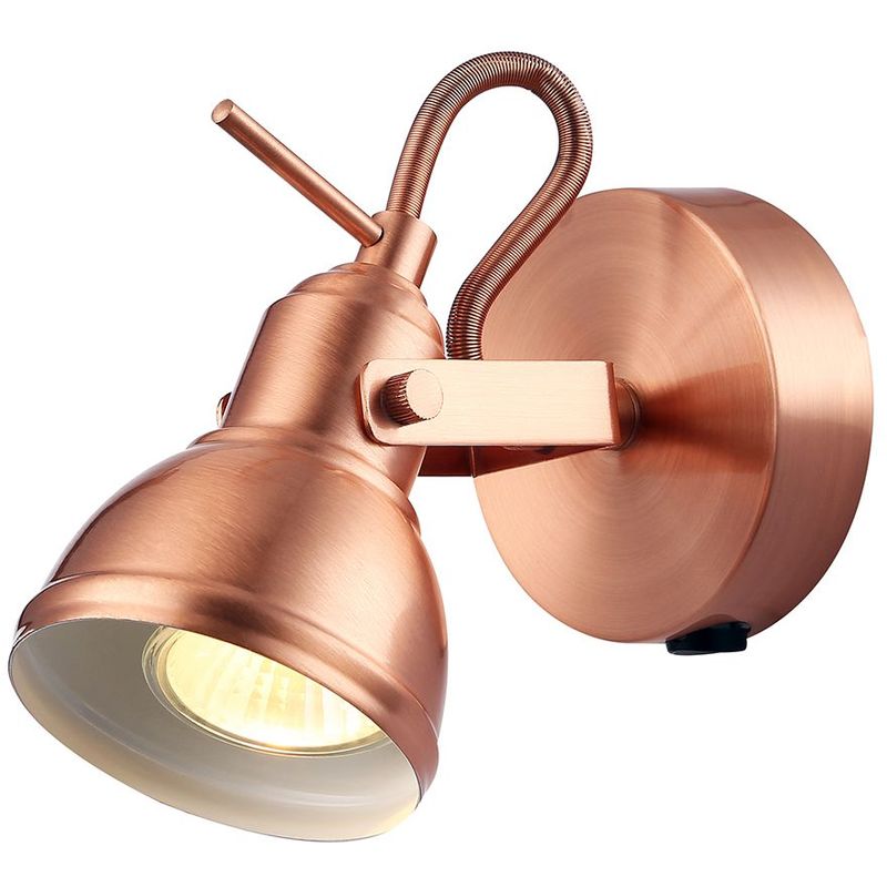 Happy Homewares - Unique Industrial Designed Brushed Copper Switched Wall Spot Light by