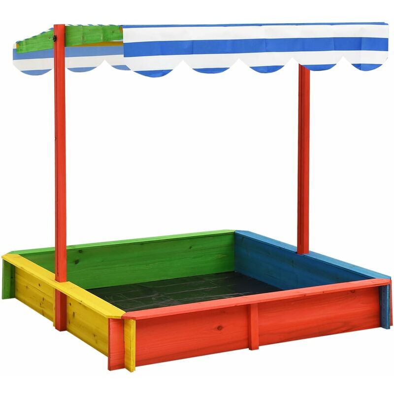 UNIQUEBac à sable avec toit réglable Bois de sapin Multicolore UV507,85 Kg,Magnifique & Montage facile59406