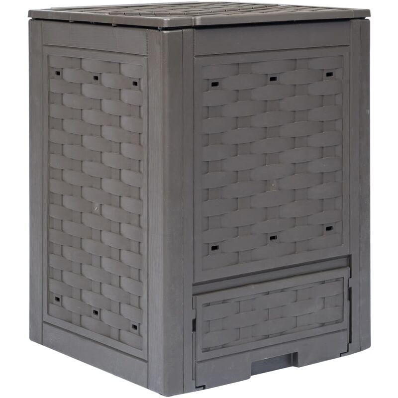 UNIQUEComposteur de jardin Marron 60x60x83 cm 300 l Plastique rotin6,89 Kg,Magnifique & Montage facile62368