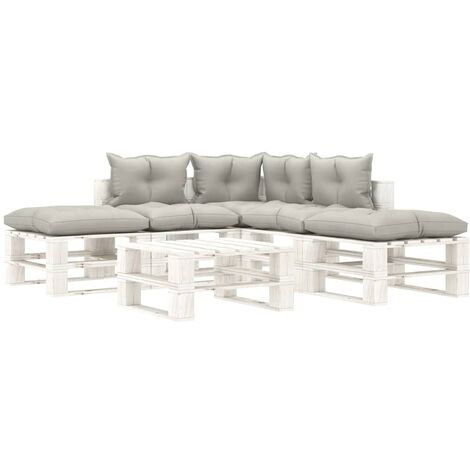 UNIQUESalon palette de jardin 6 pcs avec coussins taupe Bois98,6 Kg,Magnifique & Montage facile11903