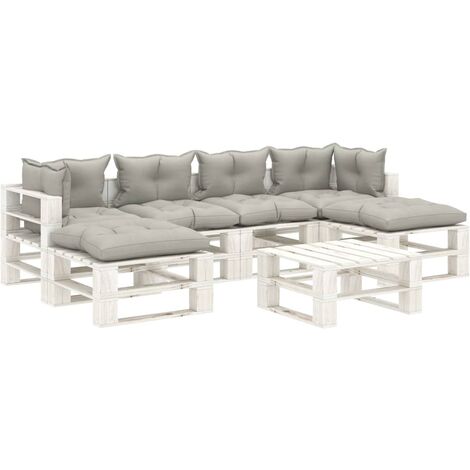 UNIQUESalon palette de jardin 7 pcs avec coussins taupe Bois126,1 Kg,Magnifique & Montage facile12199