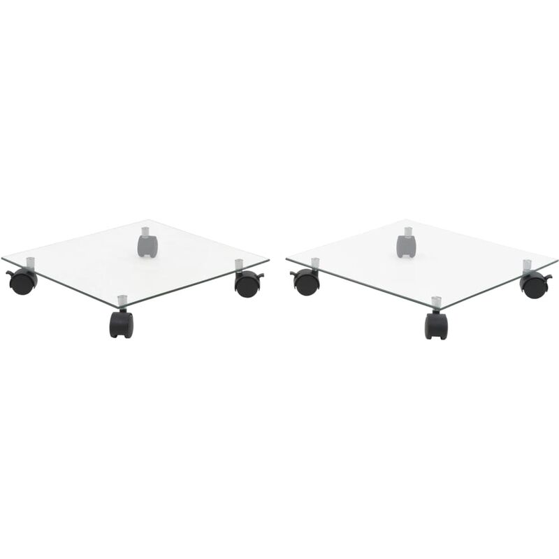 UNIQUESupport carré pour plantes 2 pcs Verre trempé 35 x 35 cm3,44 Kg,Magnifique & Montage facile41595