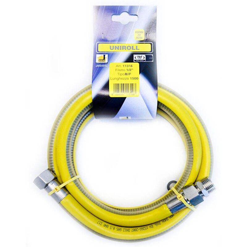 Tubo Per Gas Inox E Guaina Pvc Uniroll 1 2' M f f f En15266 Flessib...