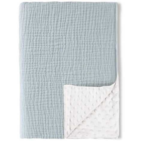 Unisex-Babydecken, ultraweiche Decken mit Vorderseite aus Baumwollmusselin und Rückseite aus gepunktetem Fleece, bedruckte Bettüberwürfe für Neugeborene