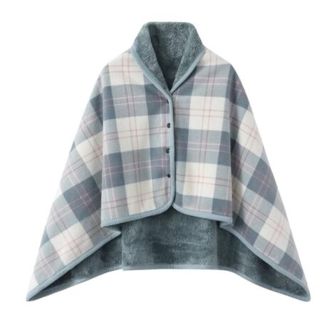 Unisex-Fleecedecke mit Karomuster und Knöpfen – Dicke Doppelschicht zum Knien – Weiches Tuch für Nickerchen