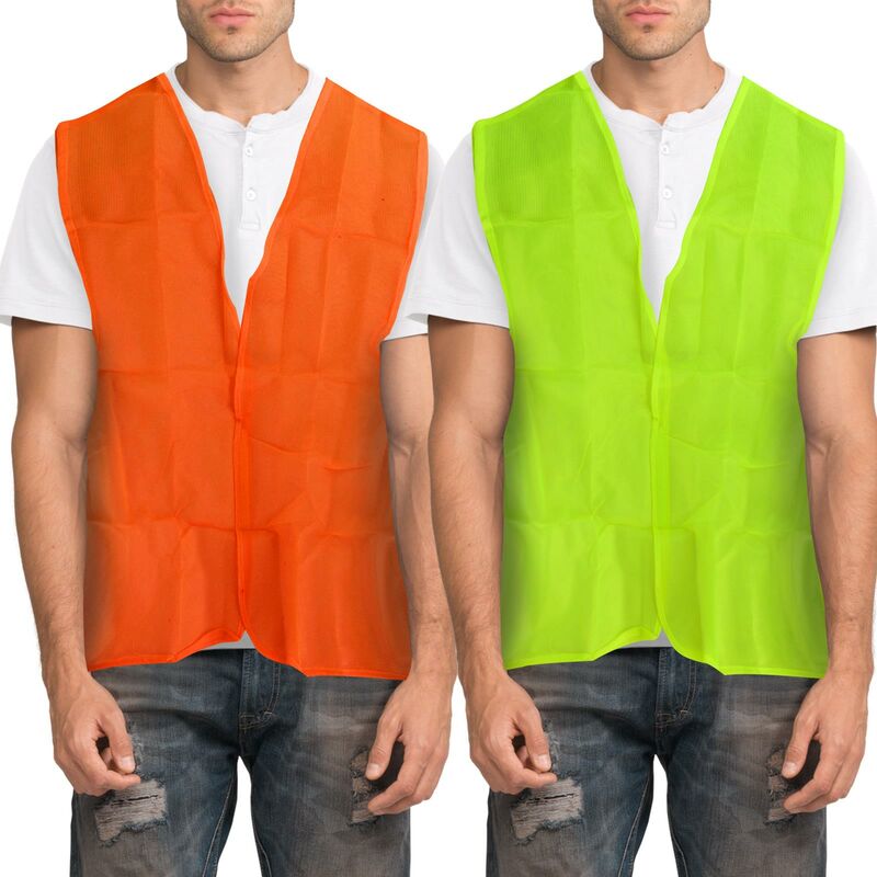 Unisex Fluorescent High Vis Visibility Waistcoat Work Safety Fabric Fasten Vest