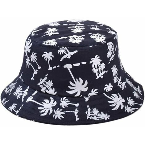 Unisexe cocotier motif buisson chapeau soleil chapeau seau chapeau plage chapeau été chapeau soleil chapeaux bleu profond