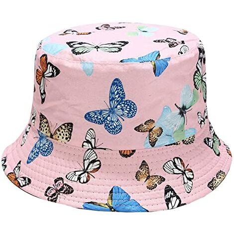 Unisexe Zèbre Vache Imprimé Réversible Double-Côté Porter Chapeau Été Voyage Seau Plage Soleil Chapeau M (56-58 cm) rose