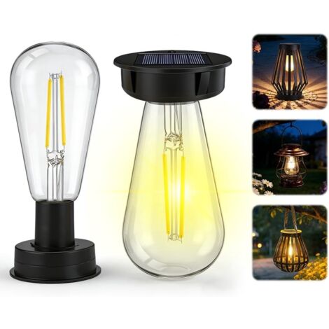 Unité de remplacement de lampe solar - Couvercle solar pour lanterne - Ensemble de 2 - Têtes de lampe de remplacement - Étanche - Avec éclairage LED - Pour lanternes extérieures et décoration de jardi