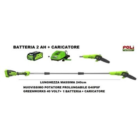 Unité de scie à perche Greenworks G40PSFK2 40 V 1x2 0 Ah accu.