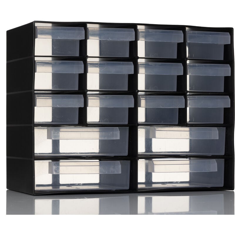 Bloc tiroir 16 tiroirs Rs Pro en Plastique, 210mm x 270mm x 130mm ( Prix pour 1 )
