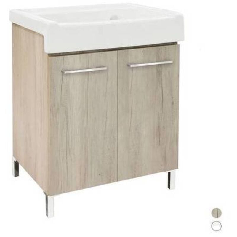 Unité d'évier avec lavabo en céramique 2 portes