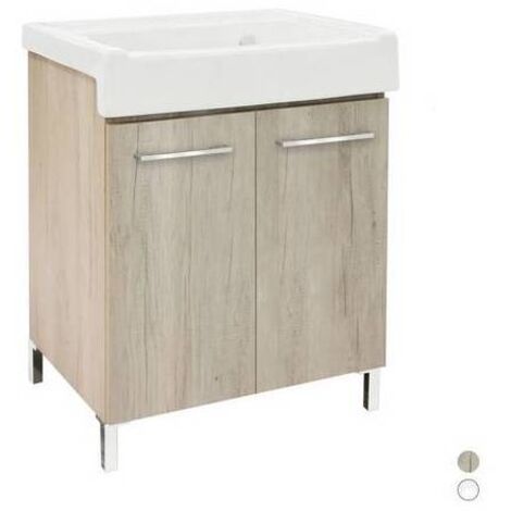 Unité d'évier avec lavabo en céramique 2 portes