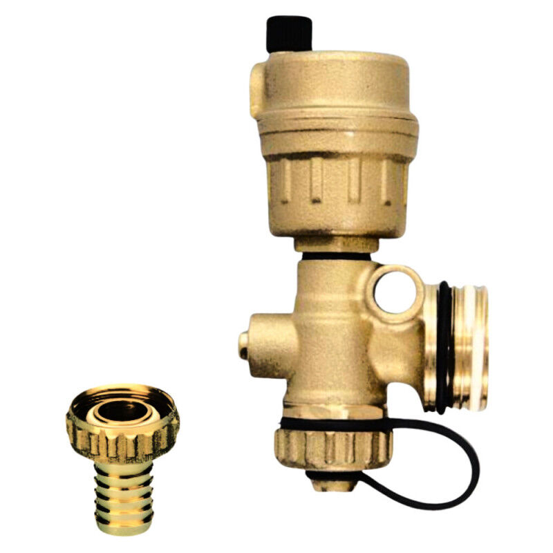 Unité terminale collecteur chauffage 1'1/4, purgeur d'air automatique et robinet de vidage