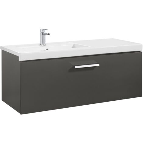 Unité Unik avec un tiroir + lavabo PRISMA - ROCA Couleur : Blanc - Frêne - Dimensions : 800x460x450 mm - Position du lavabo : Centrale