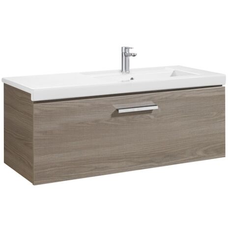 Unité Unik avec un tiroir + lavabo PRISMA - ROCA Couleur : Frêne - Dimensions : 1100x460x450 mm - Position du lavabo : Droite