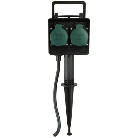 Unitec 44202 - Picchetto da giardino con doppia presa di corrente, cavo da 1,5 m