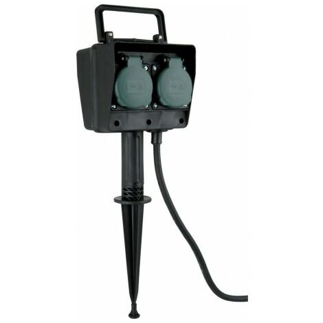 UniTEC 44202 Piquet de jardin avec prise double, cable 1,5 m