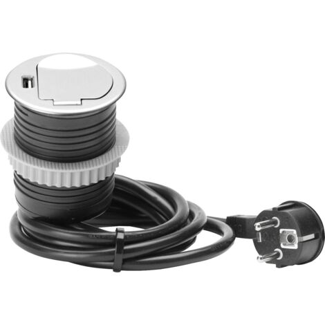 Unitec Einbausteckdosenleiste 1-Fach 1,5m mit USB, H05VV-F3 G1,5 mm Verlängerungskabel