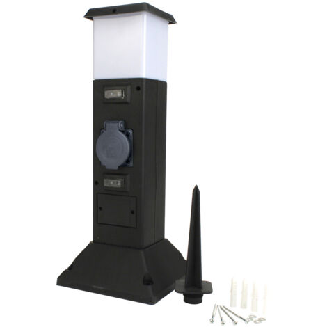 UNITEC Gartensteckdose mit Lampe Mehrfachsteckdose Gartenlampe