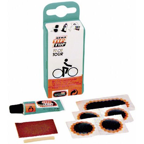 Unitec – Kit de réparation pour vélo 5 pièces – Rustines ovales et rondes – Tube de solution de vulcanisation – Étui rigide de transport - C84035
