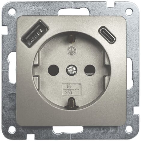 Unitec Steckdose mit USB A & C Monaco platin Elektrische Steckdosen & Buchsen