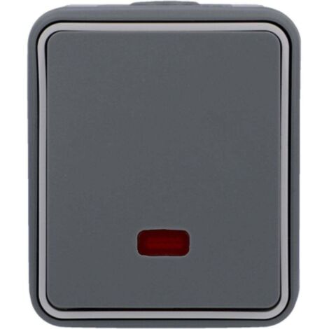 Unitec Taster beleuchtet Feuchtraum Mini, dunkelgrau, Aufputz Taster