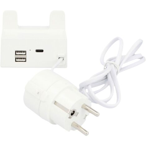 Unitec USB-Ladestation USB A + C mit Halter, 2+1 Handy-Kabel-Adapter