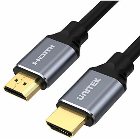Unitek Cable HDMI 2.1 2M 8K │ HDMI ultra alta velocidad suave 8K @ 60Hz, 4K @ 120Hz │ HDR dinámico 10+, Dolby Vision, eARC │ para TV OLED, juegos, Xbox Series X, PS5 │ Conectores de aluminio, Flexible