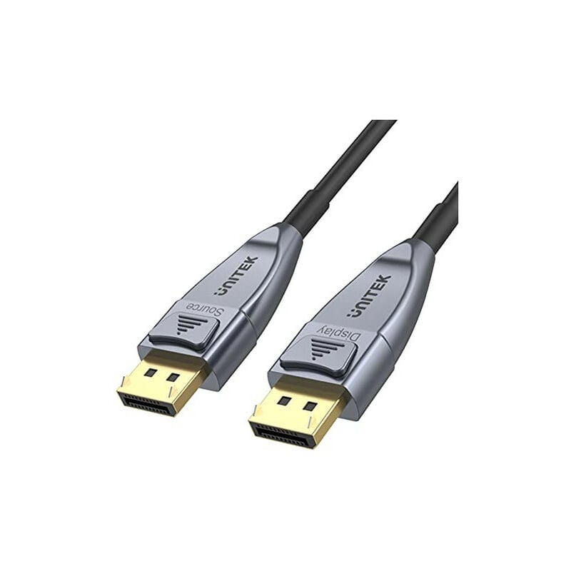 UNITEK Câble fibre optique 8K DisplayPort 1.4 15 m (8K @ 60Hz, 4K @ 144Hz, 1440p @ 240Hz) Transfert de données : 32,4 Gbit/s HDR dynamique, DSC 1.2,
