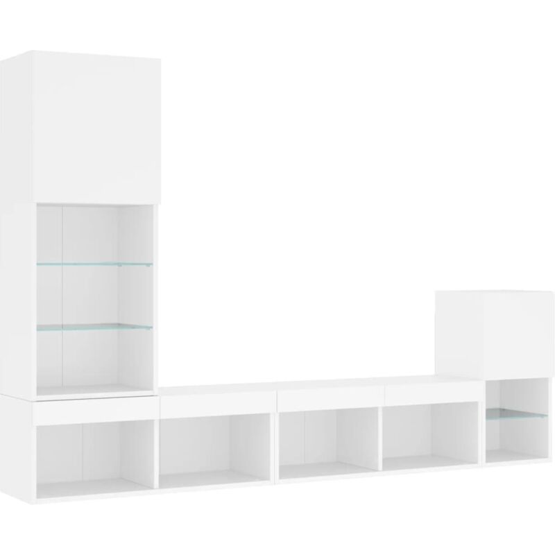 Vidaxl - Unités murales tv avec led 4 pcs blanc bois d'ingénierie