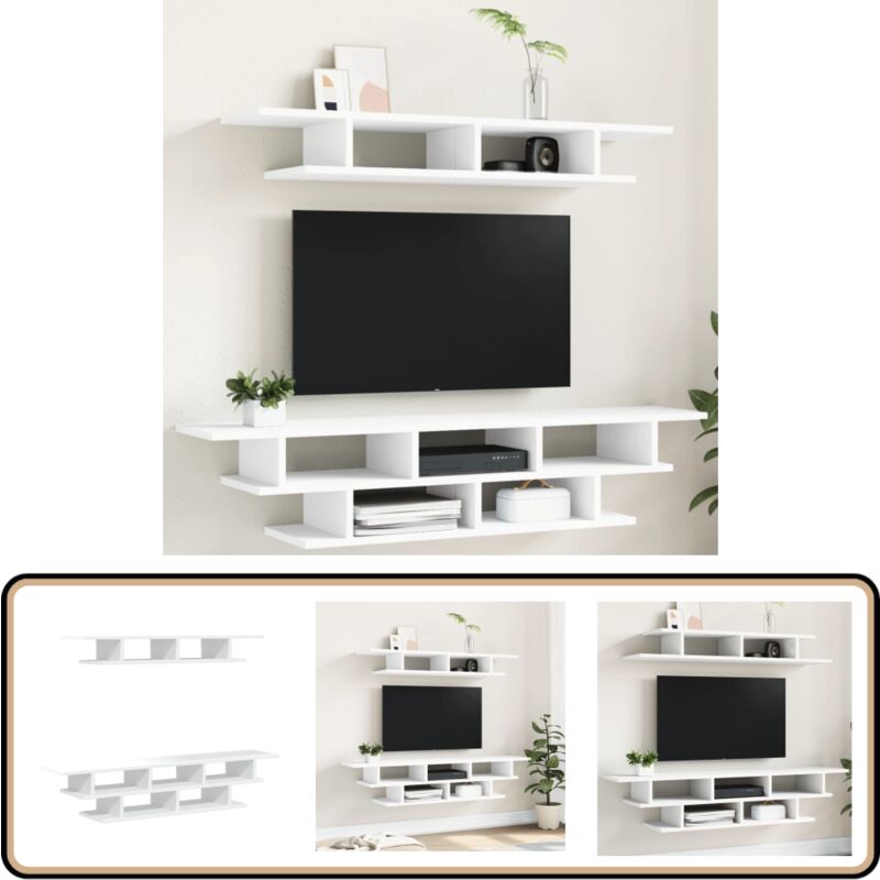 Vidaxl - Unités murales tv blanc bois d'ingénierie - Meuble Tv Mural - Meuble Tv Suspendu - Étagère Murale - Rangement Mural - Unité Murale Tv