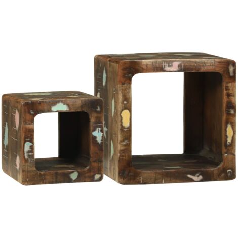 Unites TV  Banc TV  Armoire TV 2 pcs Multicolore 36 x 30 x 36 cm Bois Recyclé Solide
