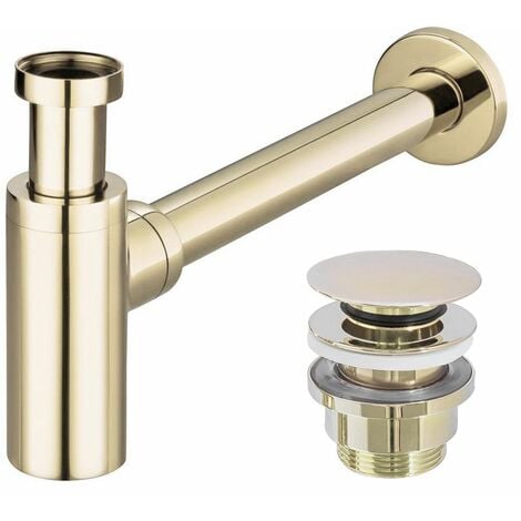 Univerasl Basin Siphon + Basin Plug Click-Clack REA Gold