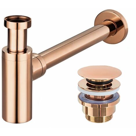 Univerasl Basin Siphon + Basin Plug Click-Clack REA Rose Gold