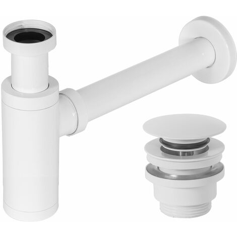 Univerasl Basin Siphon + Basin Plug Click-Clack REA White