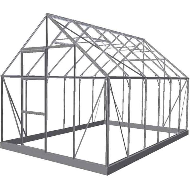 Halls - Serre de jardin Universal en verre horticole avec base 9.9m², Couleur Aluminium